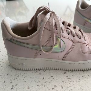 Nike Air Force 1 Pink Sneakers – Iridescent Swoosh – Women’s